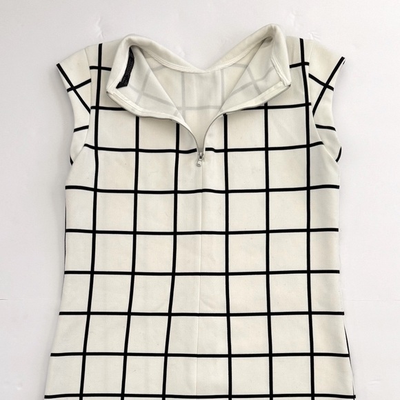 Zara Trafaluc Check Pattern Grid Mini Short Dress, Back/Off White, Size S - Picture 9 of 11